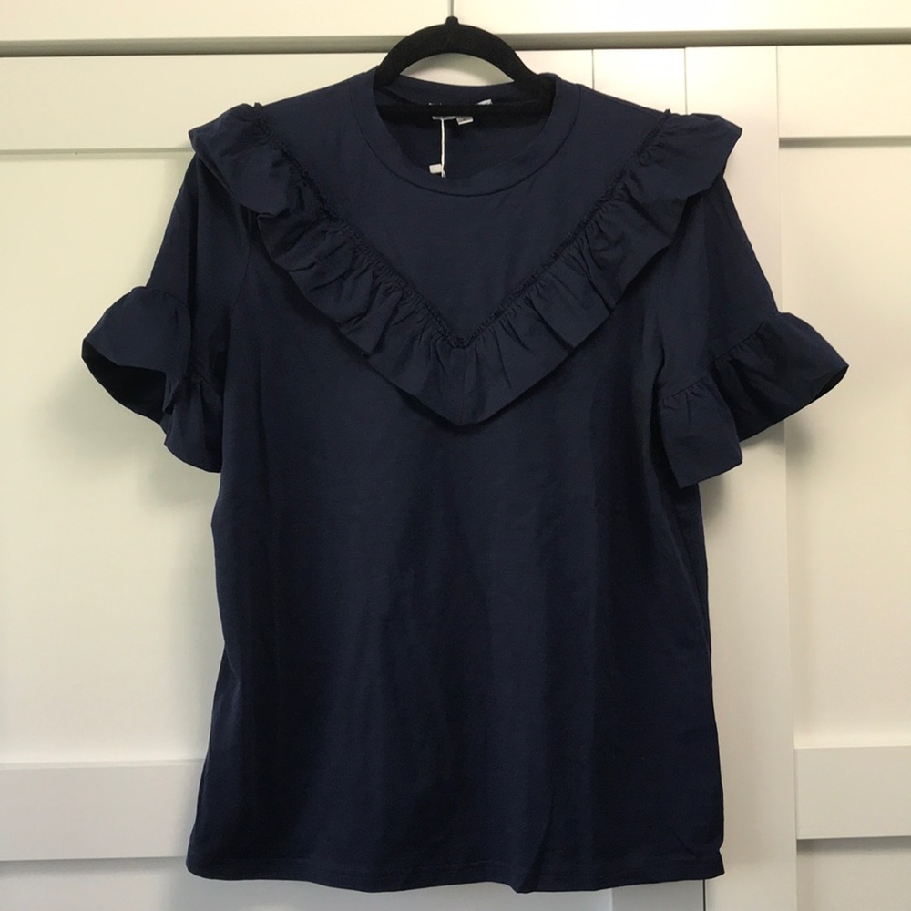 Darling Navy Ruffle Top - Picture 4 of 8